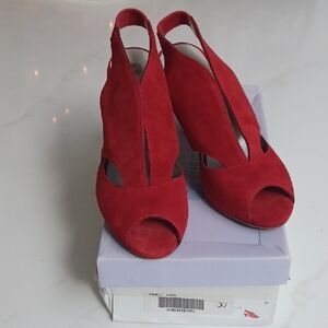 Eric Michael Peru Vibrant Red Suede Heels, Size 6.5 / 37